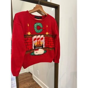 Vantage Work in Progress Christmas Sweater Red Fireplace Stockings Wreath SP
